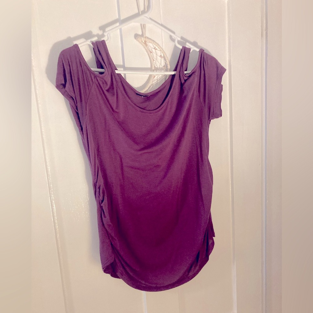 Purple cold shoulder top